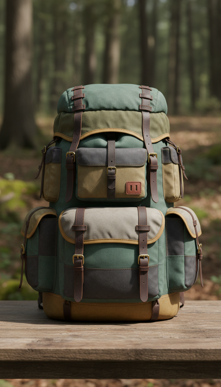Multi-day hiking backpack with adjustable harness